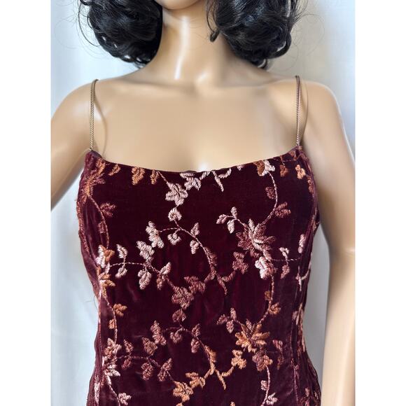 Vintage Oscar de la Renta Velvet Burnout Floral Slip dress chain straps M - Picture 10 of 17